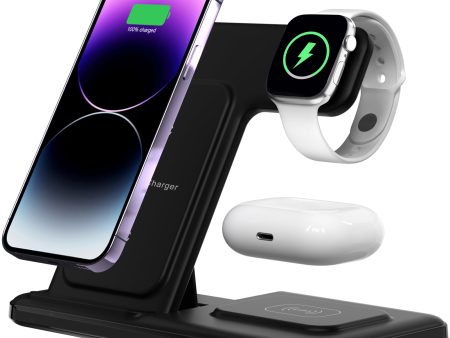 Q50A 3-in-1 Foldable Wireless Charger Desktop Phone Watch Earphone Fast Charging Dock Stand Fashion