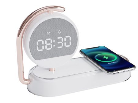 K01T 15W Wireless Charger 3-in-1 Desktop Charging Station 3 Gears Dimmable LED Light Alarm Clock Online Hot Sale